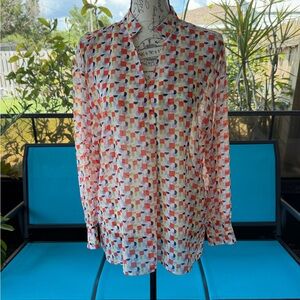Zara Blouse with Colorful Geometric Print Size Medium NWOT